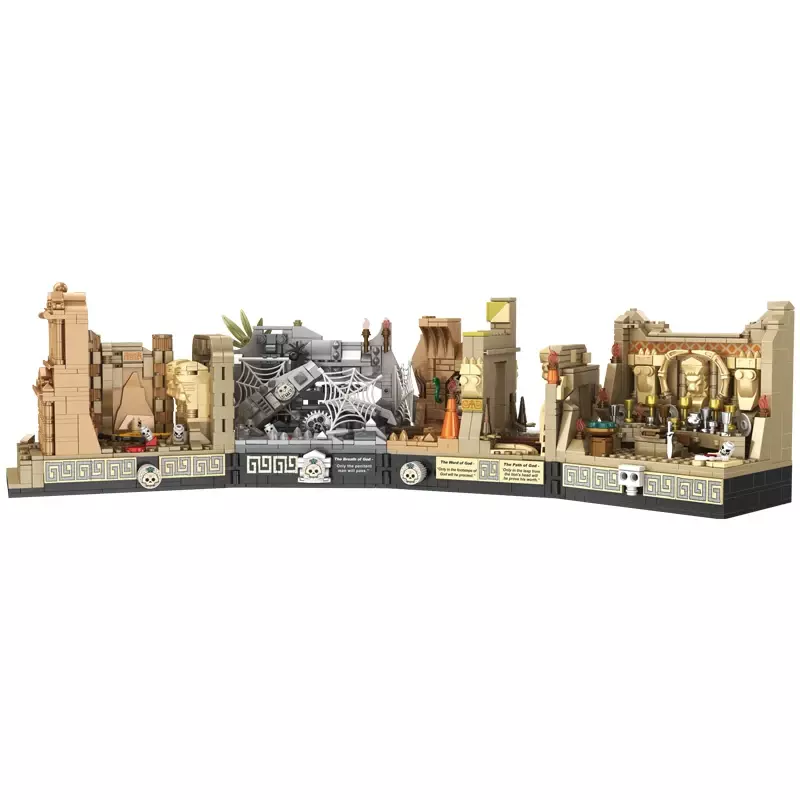 MOC film Indiana Jones grobowiec bloki budulcowe raidery zaginionych scen Ark DIY modelowe klocki zabawki dla dzieci prezent