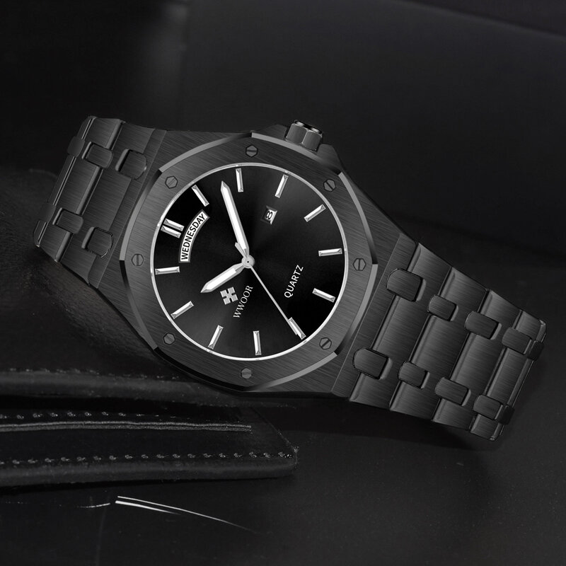 WWOOR jam tangan olahraga untuk pria, arloji kuarsa tahan air mewah merek terkenal, jam tangan militer tanggal Montre Homme