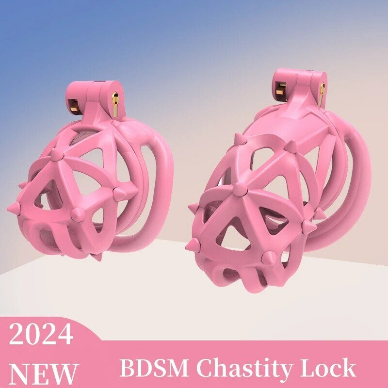 2023 nuovo Restraint di castità maschile rosa con punte morbide a doppia testa traspirante CB Lock gabbia per gallo leggera BDSM gioco per adulti 18