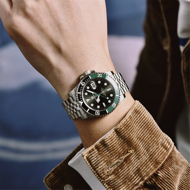 2022 (Pagrne) pagren Ontwerp Nieuwe Mannen Automatische Mechanische Horloges 41Mm Klassieke Luxe 100M Dive Sapphire Glas Relogio Masculino