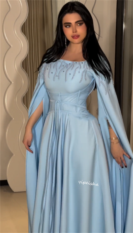 Prom Dress Evening   Saudi Arabia Jersey Beading Quinceanera A-line Square Neck Bespoke Occasion Gown Midi es