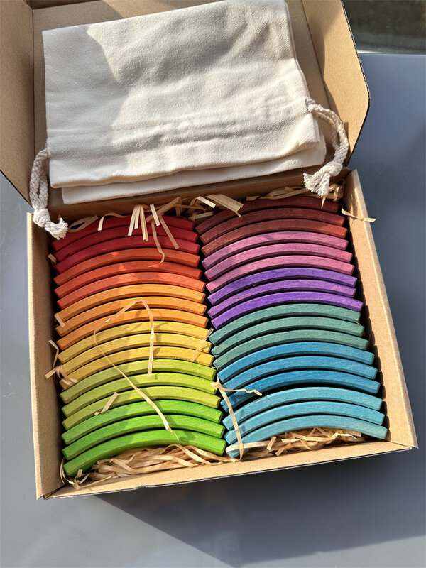 Nieuwe Beukenhouten Boog Stapelblokken Regenboog Buigen Houten Gebouw Houten Speelgoed Set Voor Kinderen Creatief Spel