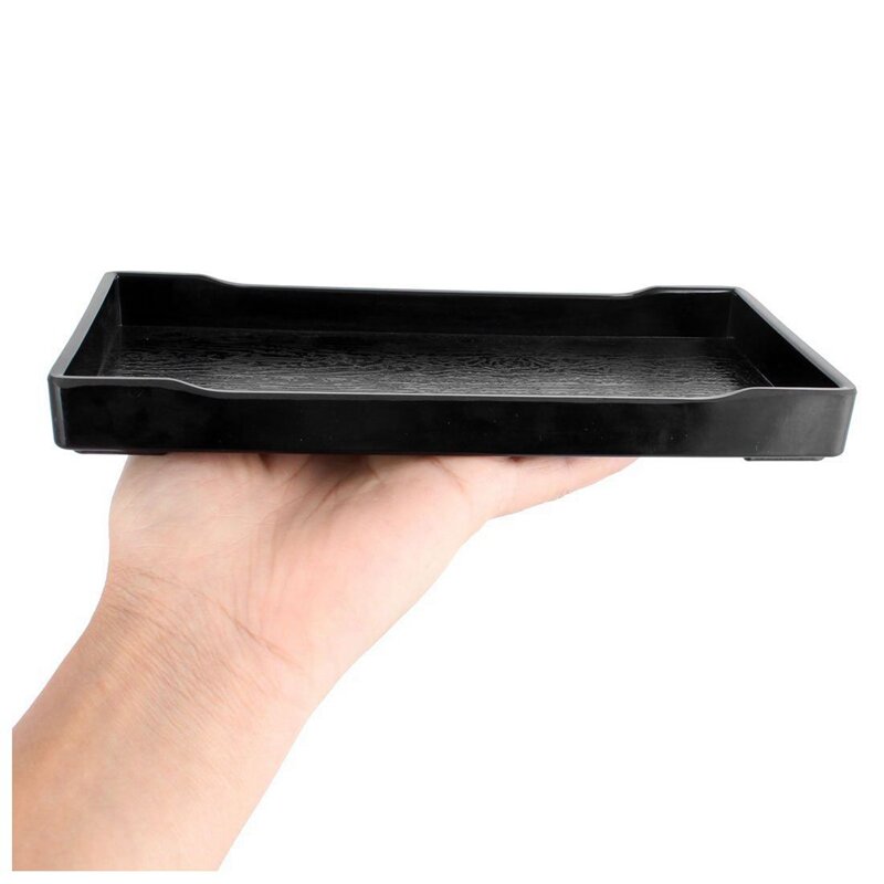 2X Plastic Rectangular Design Lunch Food Tray Salver Black