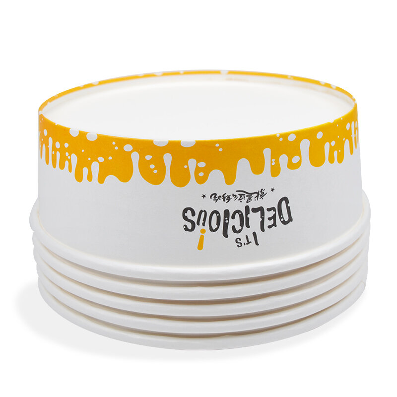 Kraft Food Paper Bowl, Descartável, Adequado para Recipiente de Sopa e Noodles, Impermeável, Produto personalizado, Logotipo personalizado