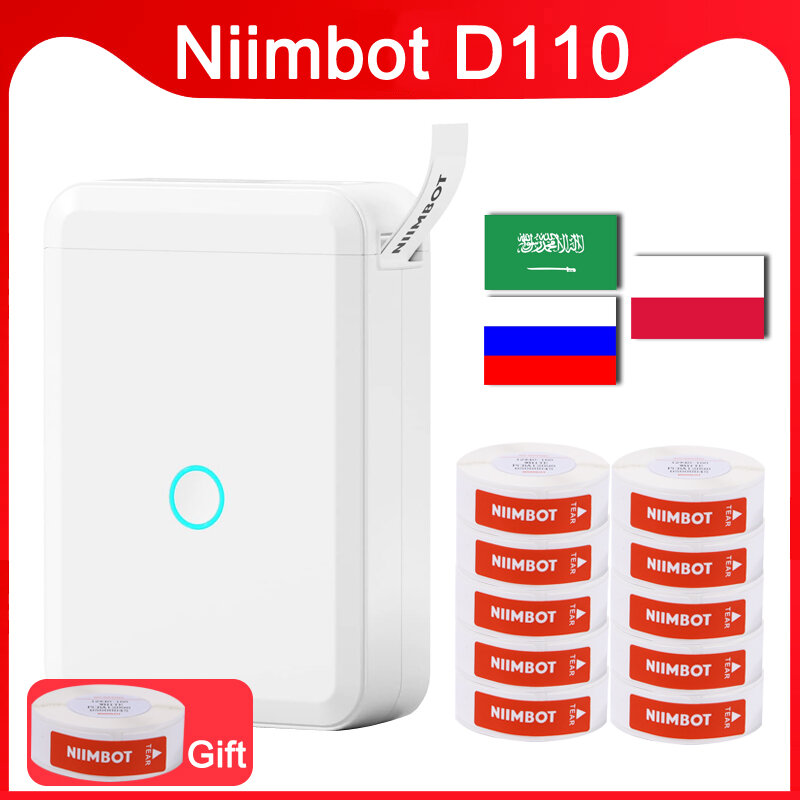 NiiMbot 라벨 메이커 D110, 휴대용, 무선, 블루투스, 라벨 프린터, 안드로이드, 아이폰 전화, 사무실, 집, 이름표, 테이프 스티커