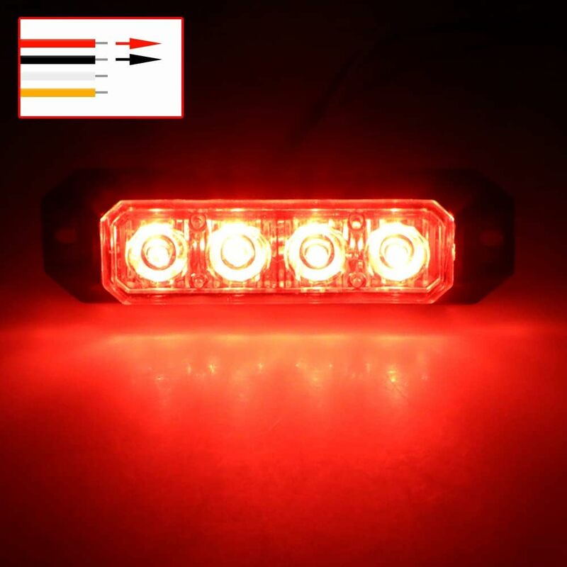 New4 LED Sync Feature Ultra Slim Surface Mount Flashing Strobe Lights for Truck Car Vehicle LED Mini Grille Light Head Emergency