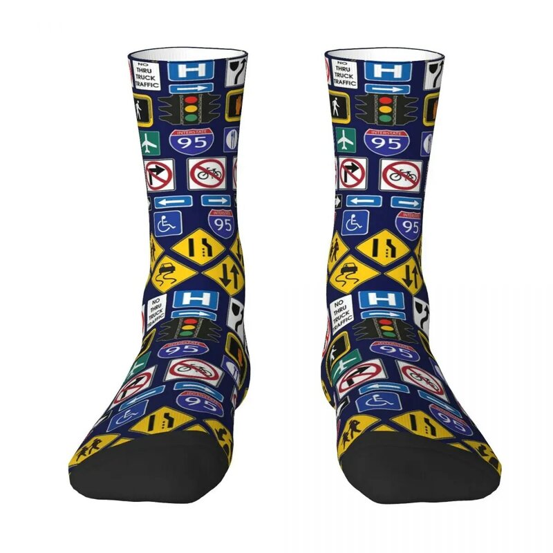 ของขวัญสำหรับทุกฤดูกาลสัญลักษณ์จราจรถุงเท้าถุงเท้าดูดซับเหงื่อสไตล์ฮาราจูกุชุดถุงเท้ายาวใช้ได้ทุกฤดู