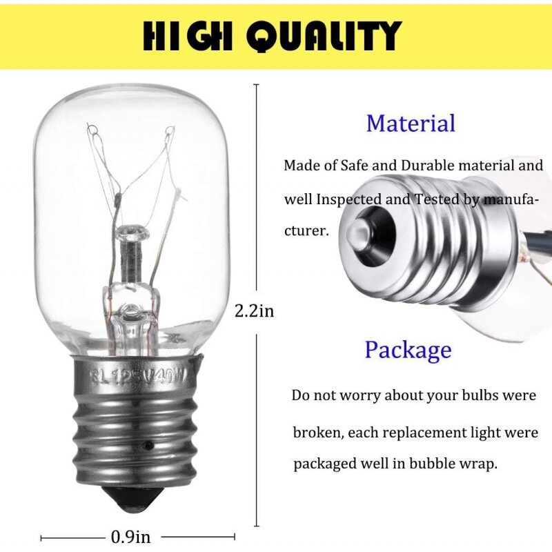 UP2WIN Light Bulb Compatible with Whirlpool 8206232A Light Bulb, 40w 125v Microwave Oven Light Replace