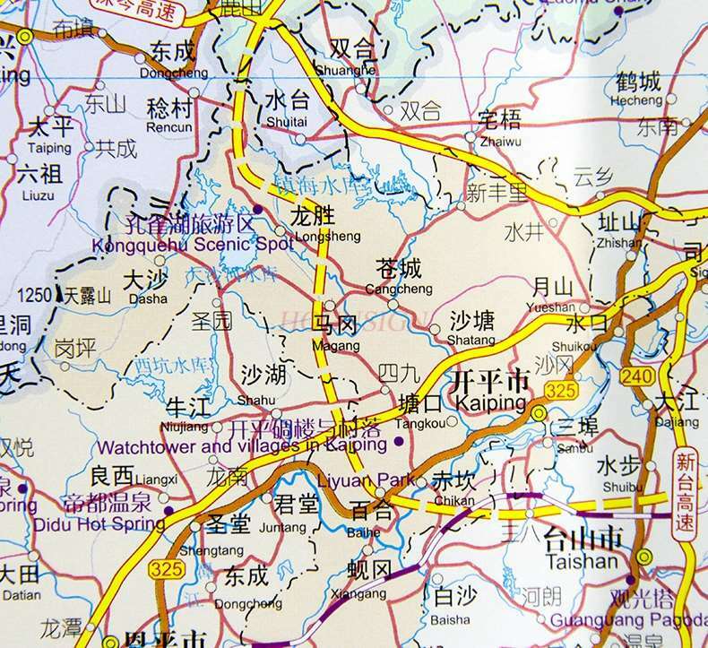 Carte de la province de dong faisant appel, division administrative chinoise et anglaise, carte touristique de transport, impression haute définition