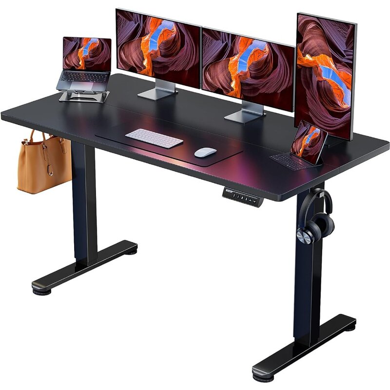 ErGear-escritorio de pie eléctrico ajustable en altura, escritorio de 55x28 pulgadas para sentarse, Ordenador de memoria, escritorio de oficina para el hogar (negro)