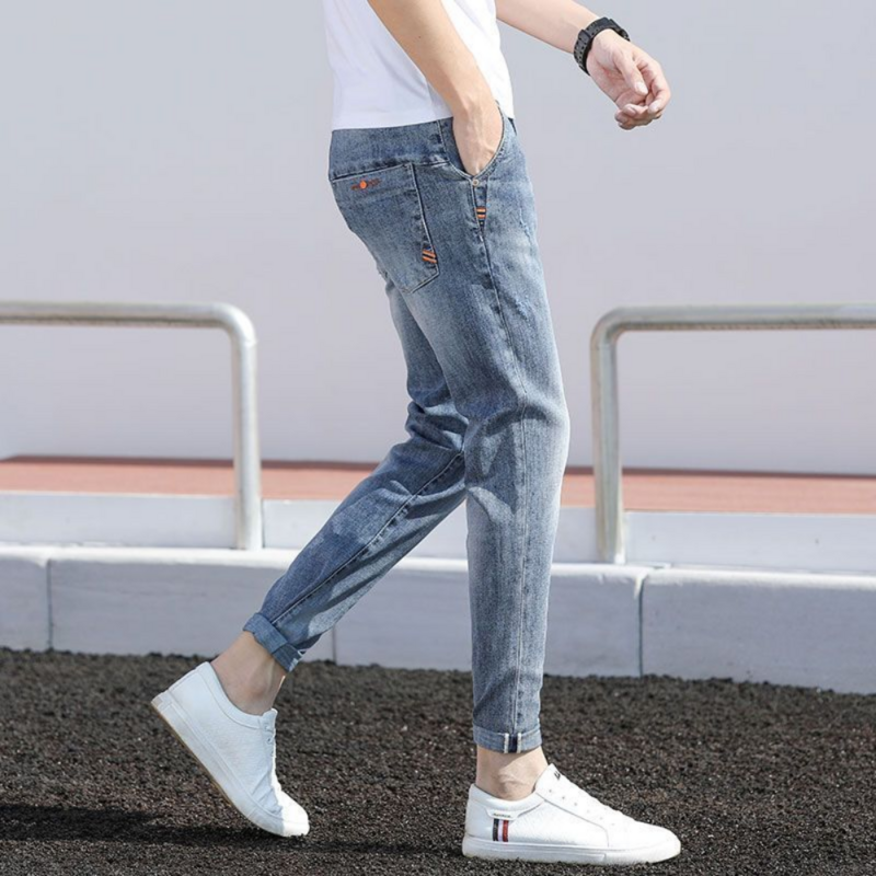 Pantalones vaqueros ajustados para hombre, Jeans rectos elásticos de diseñador, 2023