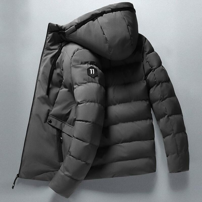 Abrigo cálido con capucha para hombre, chaqueta gruesa acolchada impermeable con bolsillos con cremallera, informal y acogedora, Invierno