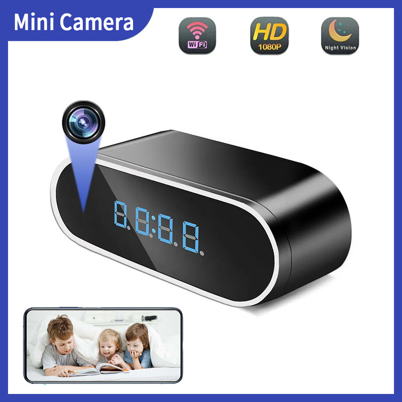 Kamera Mini Jam Full HD 1080P Kontrol Wifi Nirkabel IR Tampilan Penglihatan Malam DVR Camcorder Monitor Pengawasan Rumah Video