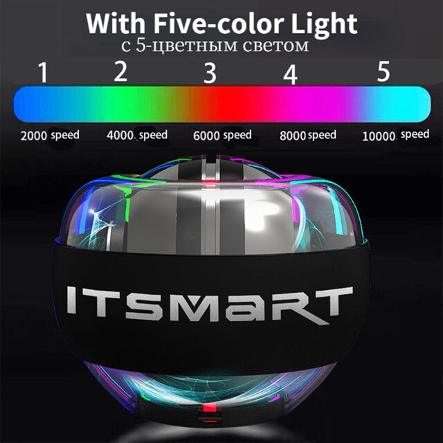 LED Wrist Ball Self Start Gyroscopic Powerball Gyro Power With Counter Arm Hand Muscle Trainer Fitness ITSMART