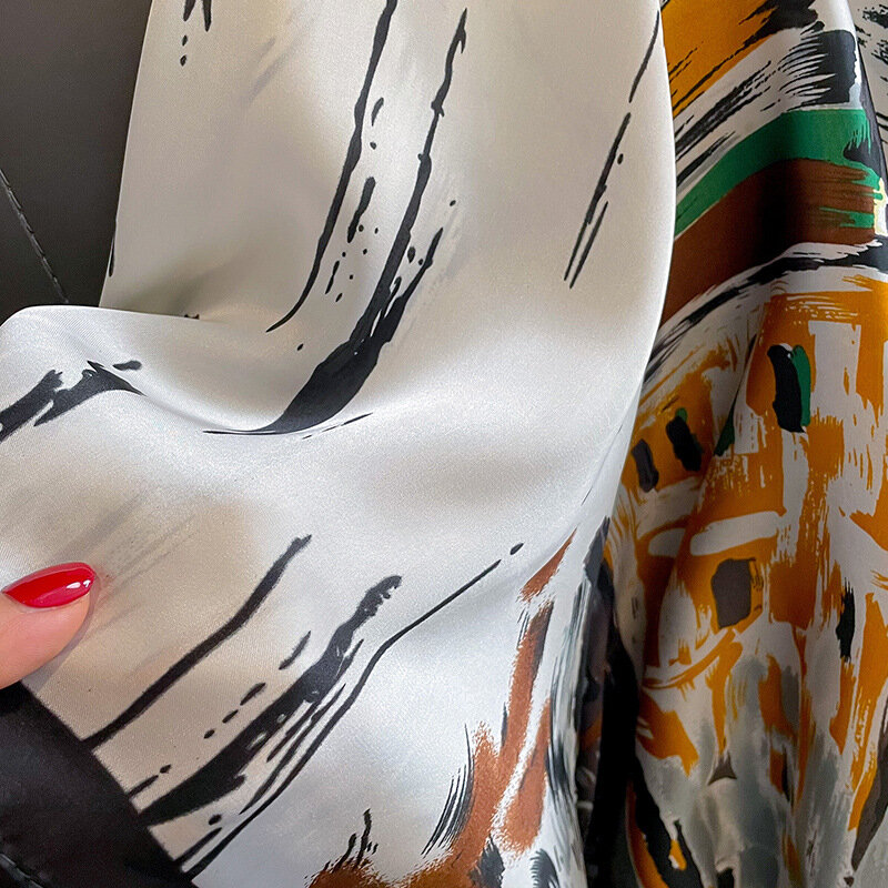 Cachecol de seda feminino com acabamento acetinado, xales quentes, estampado hijab, lenços Four Seasons, design popular, marca de luxo, moda, 180x90cm, 2024