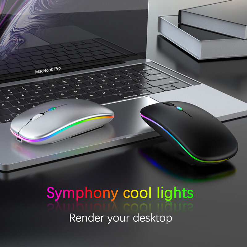 Wiederaufladbare Bluetooth Drahtlose Maus mit 2,4 GHz USB RGB 1600DPI Maus für Computer Laptop Tablet PC Macbook Gaming Maus gamer