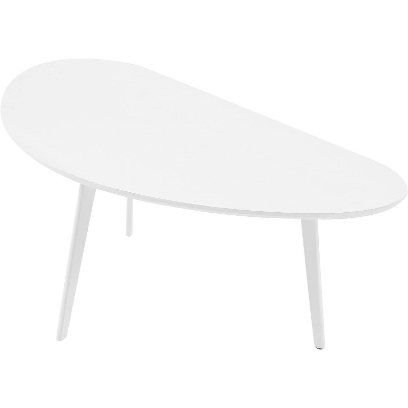 Small Oval Coffee Table Mid Century Modern for Living Room Center Minimalist Display Coffe Table,Nature Wood