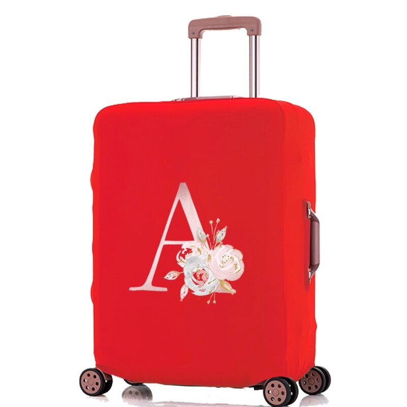 18〜28インチのスーツケース用の伸縮性のあるラゲッジケース,ピンクの花柄のトラベルアクセサリー