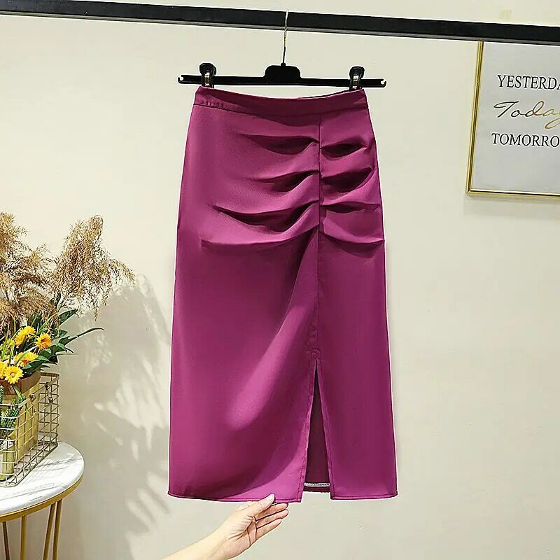 Женская Однотонная юбка на молнии, Повседневная трапециевидная облегающая юбка с высокой талией, весна-лето