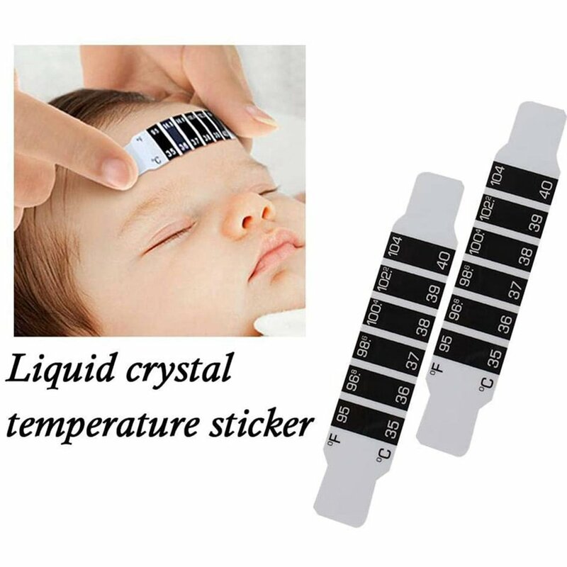 Stiker dahi untuk anak, 1 buah strip termometer dahi, ukuran dewasa, dapat digunakan kembali, stiker demam, pengukur suhu, tes aman