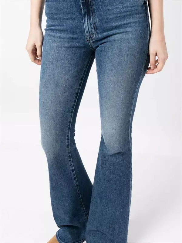 2024 primavera nuovi pantaloni in Denim sfumato per Jeans svasati a vita alta alla moda da donna