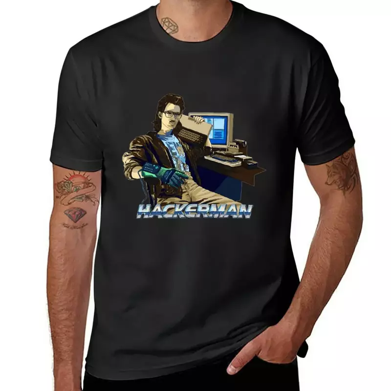 Футболка HACKERMAN с рисунком аниме, принт с животными для мальчиков, мужские футболки с рисунком из аниме