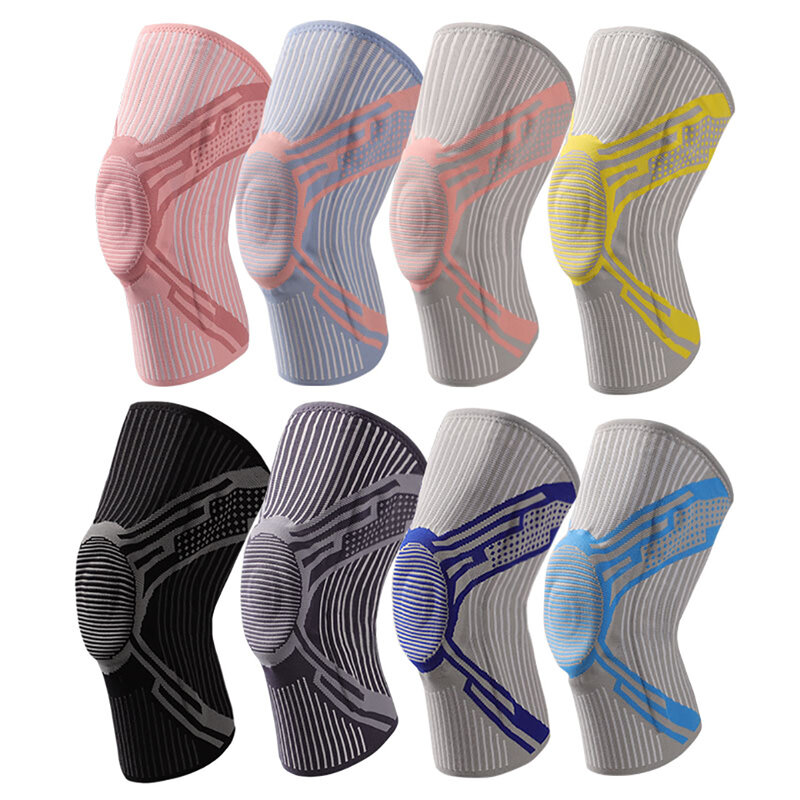 1 PCS Compression Knee Pads Support Sleeve Protector Elastic Kneepad Brace Spring Support Volleyball Running Silicone Pad