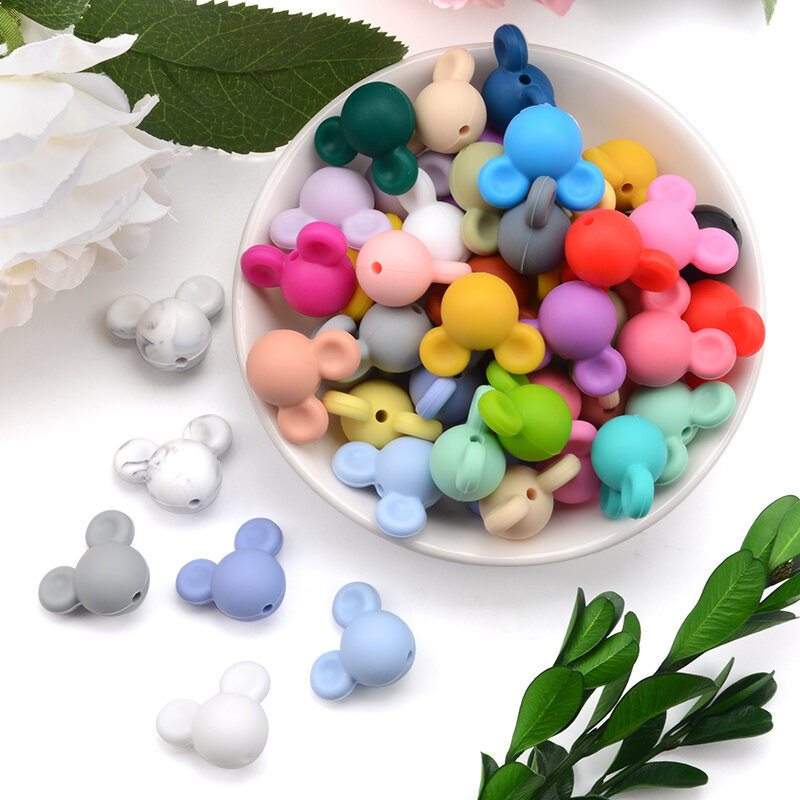 14mm 20pc/lot Baby Animal Silicone Beads Beads Teething Beads for Baby Pacifier Chain Molar Toys Necklace Accessories BPA Free