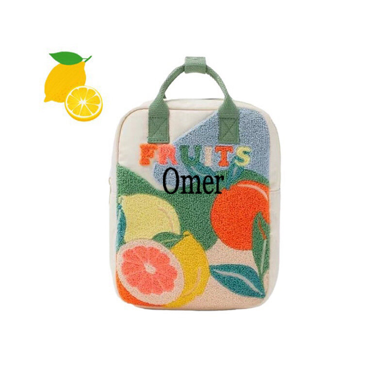 Mochila personalizada de frutas para niños y niñas, mochila informal versátil, bolsa de libros ligera transpirable para estudiantes masculinos