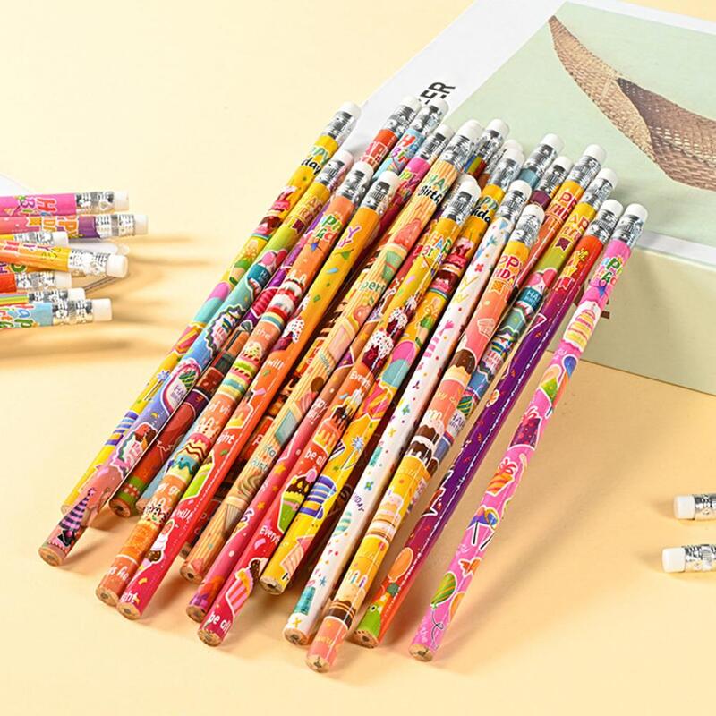 Lápis de madeira com Top Erasers para crianças, vários projetos, festa de aniversário, favores, diversão, festivo, 24 pcs