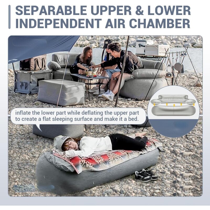 Canapé gonflable double pour adultes, chaise de camping, canapé d'air extérieur avec partenaires, support de sangle, explosion artérielle 880