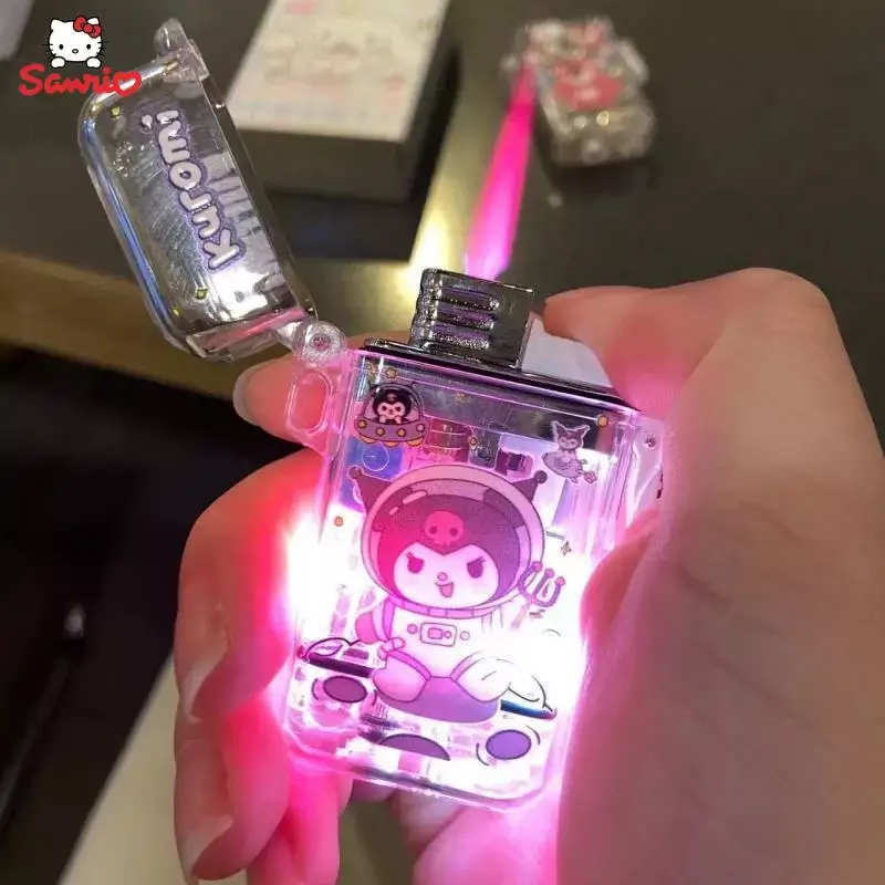 Зажигалка Kuromi с розовым пламенем, креативный стробоскоп, воспламенитель, кавайная Зажигалка Hello Kitty, зажигалка в виде коричной мелодии, быстрая доставка