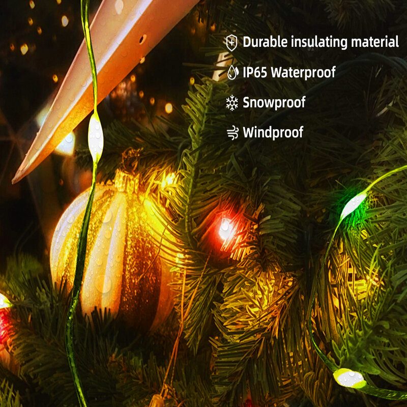 Lampu pohon Natal pintar, lampu 1.8M/2.1M 256/280 manik-manik lampu LED RGB aplikasi Remote Control irama musik dekorasi liburan Natal