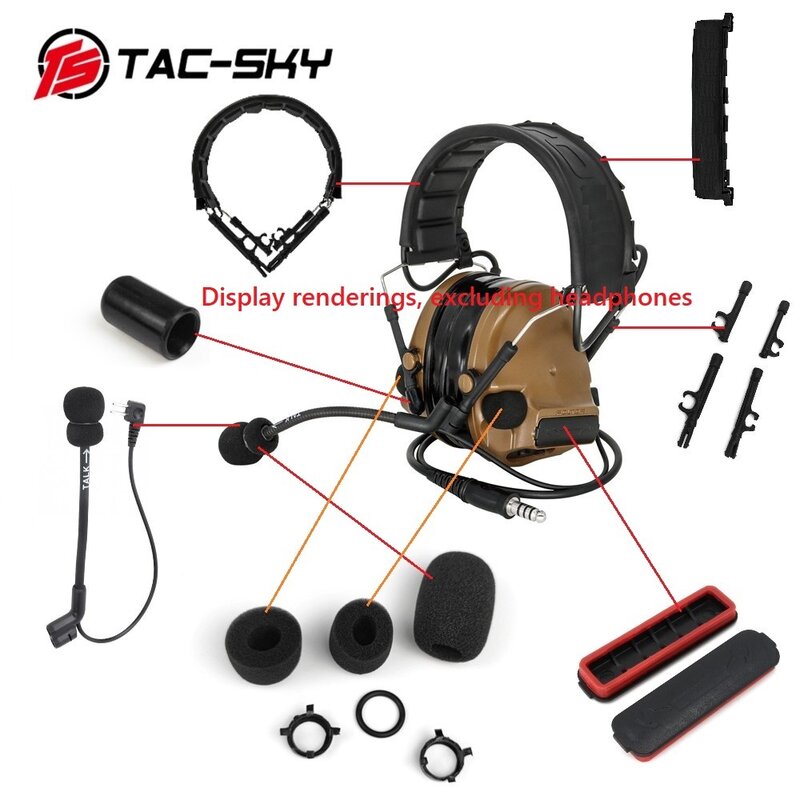 TS TAC-SKY سماعة رأس التكتيكية ، ملحقات استبدال Comtac iii ، COMTAC C3 ، غطاء البطارية ، والميكروفون