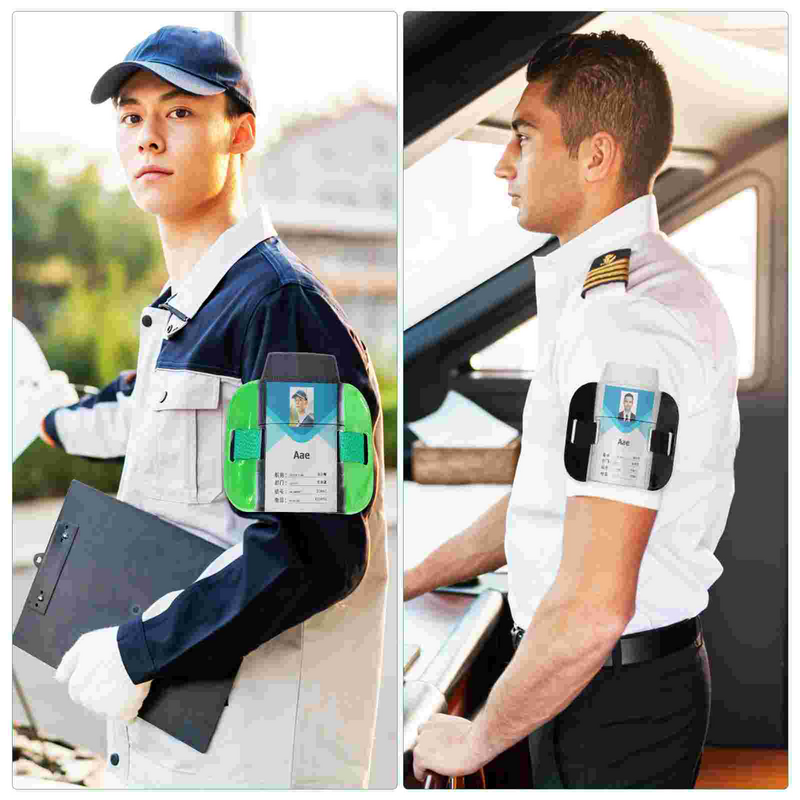 4 Pcs Work Permit Arm Sleeve Man Arm Band Id/badge Holder Labels Pvc Worker Armbands