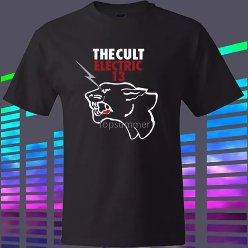 New The Cult Electric 13 Logo Rock Band Men'S Black T-Shirt Size S To 3Xl Men'S T Shirts Short Sleeve O-Neck Cotton