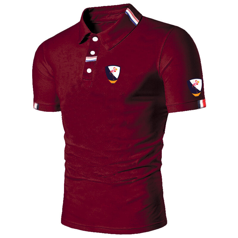HDDHDHH Brand Printing Lapel Polo Short Sleeves, Men's Summer T-shirt, Solid Color Slim Fitting Trend Top