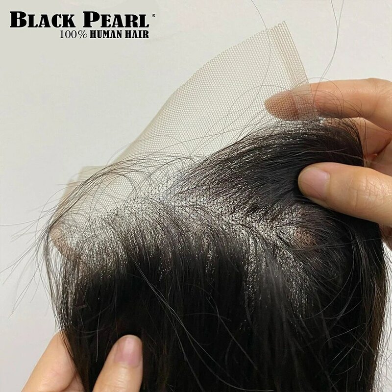 4X4 Closures Only  HD Transparent Lace Closure Straight Remy 100% Brazilian Human Hair Natural Black Pre Plucked Bleached Knots