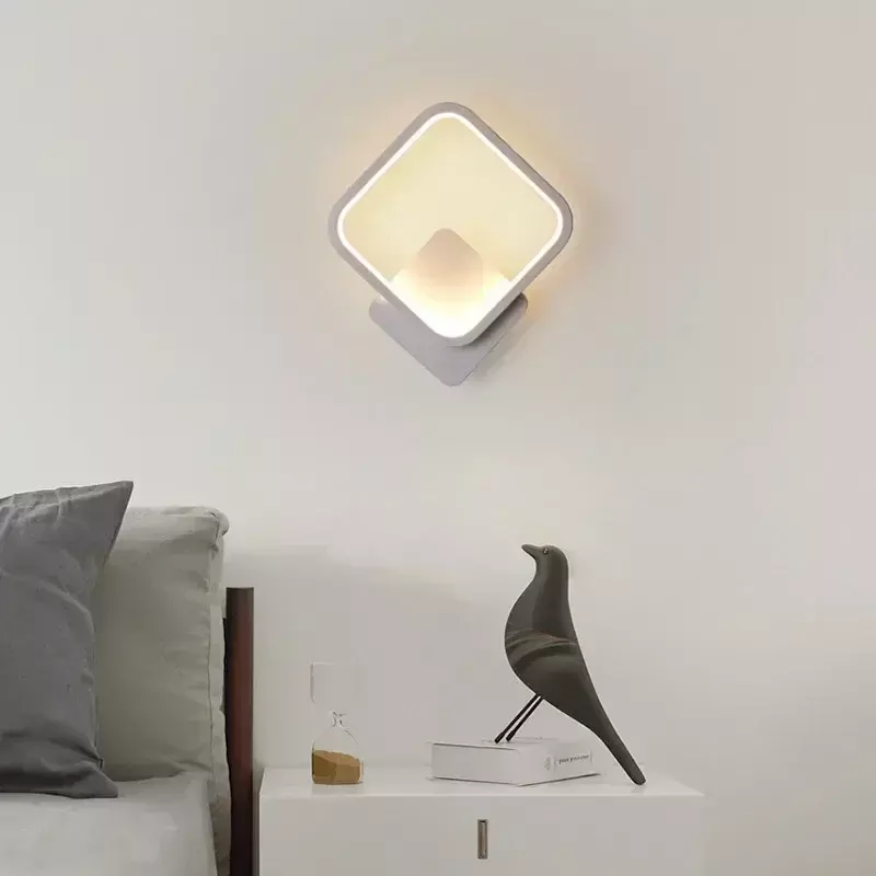 거실용 모던 LED 벽 램프, 미니멀리스트 원형 사각형 스콘스, 침실 복도 통로 발코니 홈 장식 벽 조명