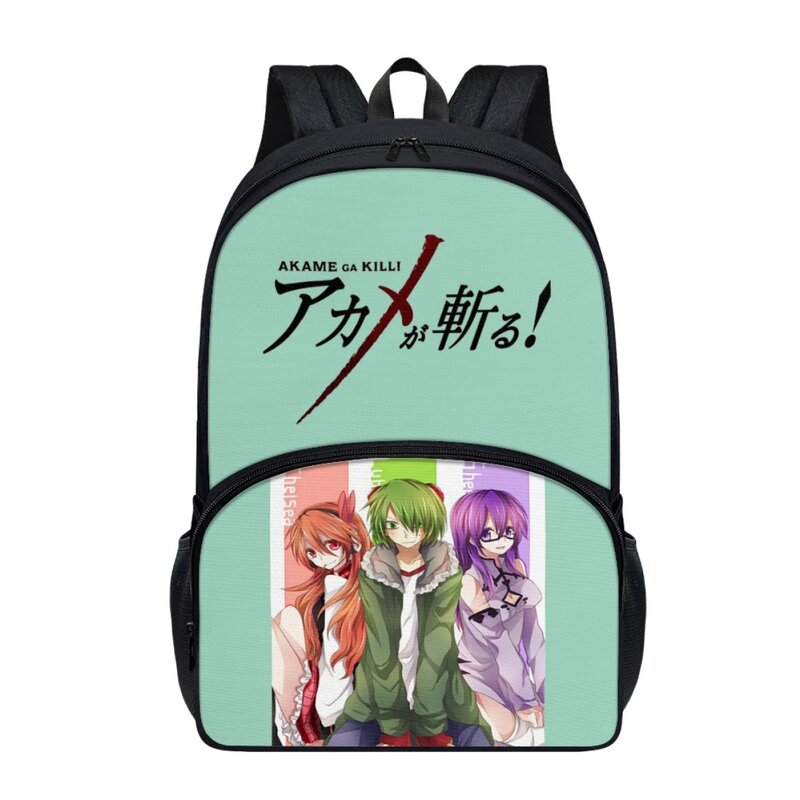 FORUDESIGNS Akame Ga Kill! Anime Estudantes Universal School Mochilas Novo Elegante Dual Zip Bookbags Classe Handy Packsack