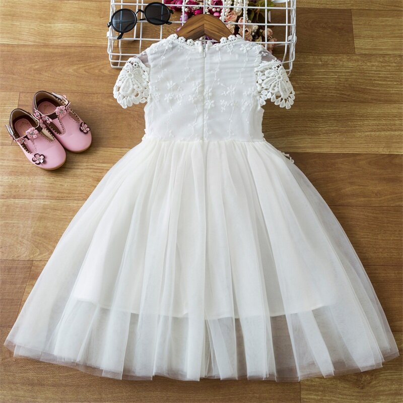 Kostüme für Mädchen 2023 Kinder Spitze Erstkommunion Weiß Spitze Kleid Blume Kid Hochzeit Abend Elegante Party Vestido Böhmen Kleid