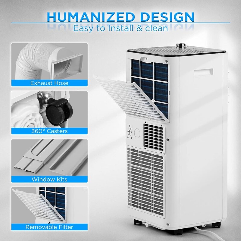 Finnmark 8,000 BTU Portable Air Conditioner, Dehumidifier and Fan, 3-in-1 Floor AC Unit for Rooms up to 300 Sq Ft, Sleep Mode