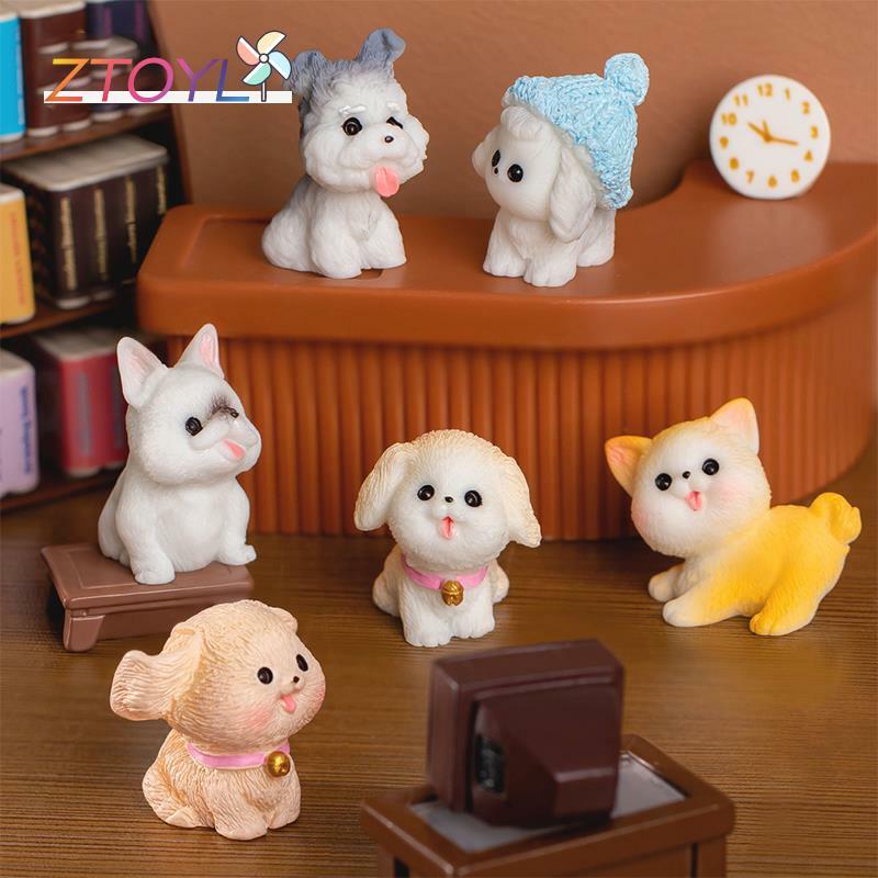 Figura en miniatura de resina para el hogar, adorno bonito de Mini perro, cachorro, jardín de hadas, Micro paisaje, decoraciones Kawaii en maceta