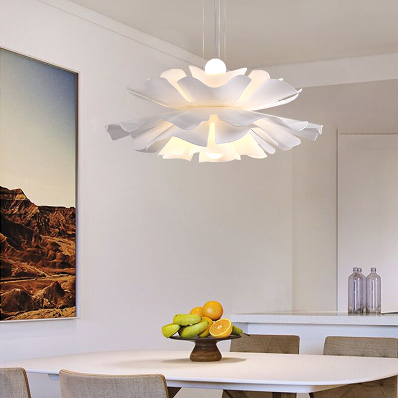 Modern Nordic Style Led Chandelier For Living Room Dining Room Kitchen Bedroom Pendant Lamp White Design Suspension Light E27