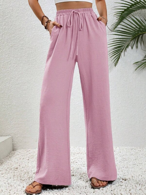Women's New Spring And Summer Versatile Solid Color Floor-length Wide-leg Pants Casual Pants Jogging Pants Women's Clothing