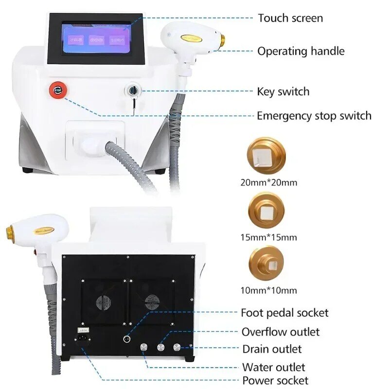 Máquina profesional de depilación láser de diodo, sistema de enfriamiento de alta potencia, indoloro, hielo, belleza, 2000W