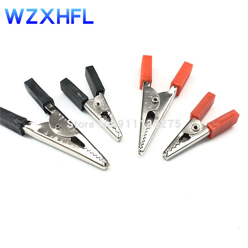 10pcs/lot Insulated Crocodile Clips Plastic Handle Cable Lead Testing Metal Alligator Clips Clamps 3/5mm Length