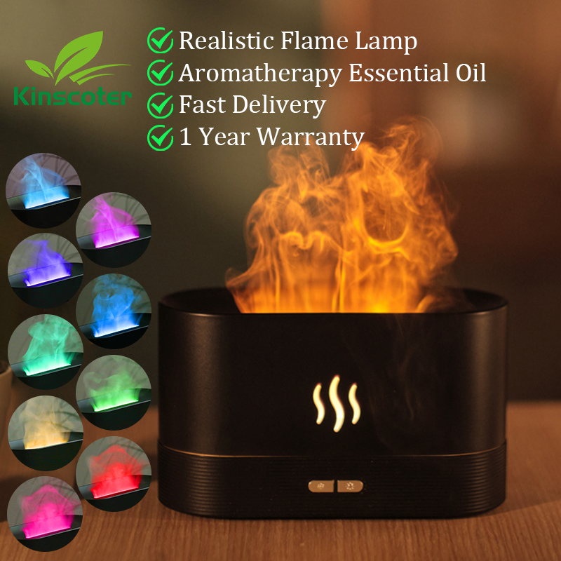 Kinscoter – diffuseur d'arôme, humidificateur d'air ultrasonique à brume fraîche, brumisateur Led, lampe à flamme d'huile essentielle