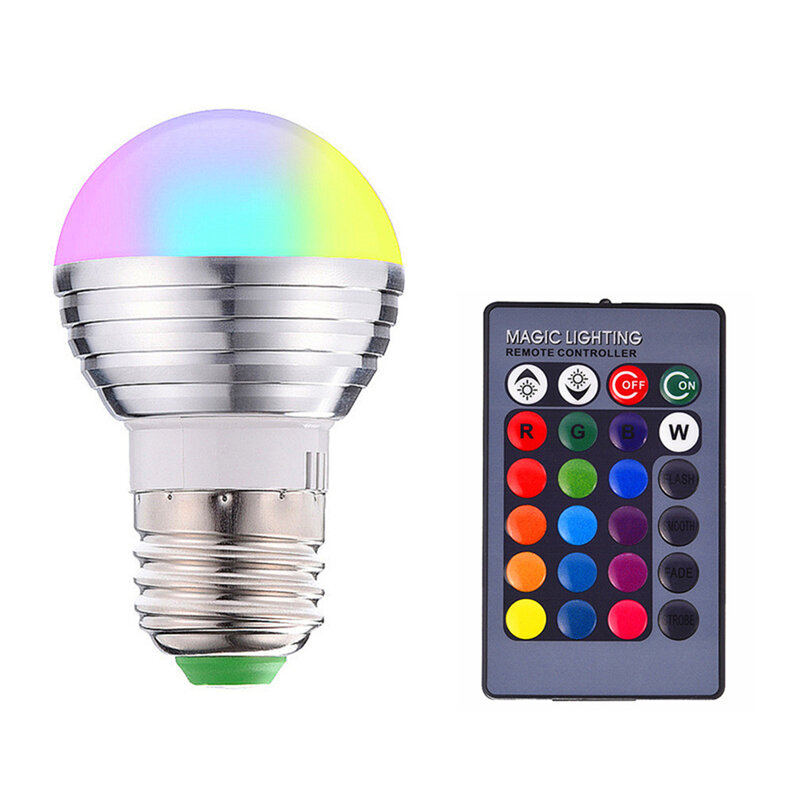 무대 파티용 색상 LED 전구, 밝기 조절 가능 색상 변경 전구 원격 제어 장식 조명