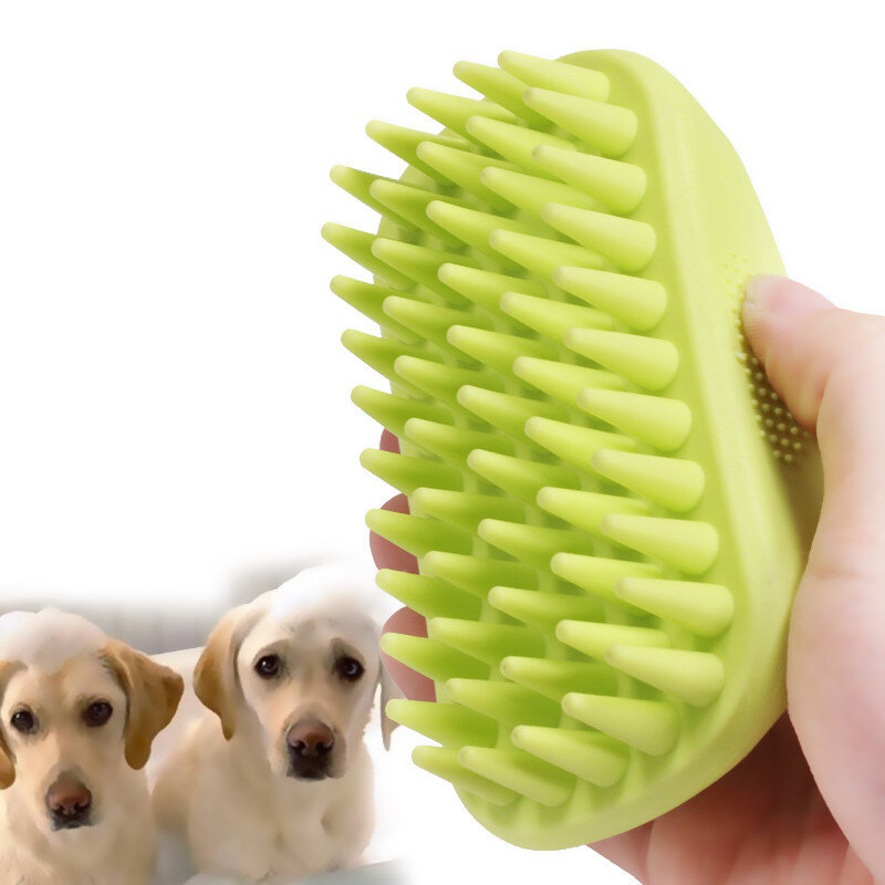 Sikat mandi hewan peliharaan, sisir perawatan rambut hewan piaraan sikat pijat kucing anjing lembut silikon 1 buah
